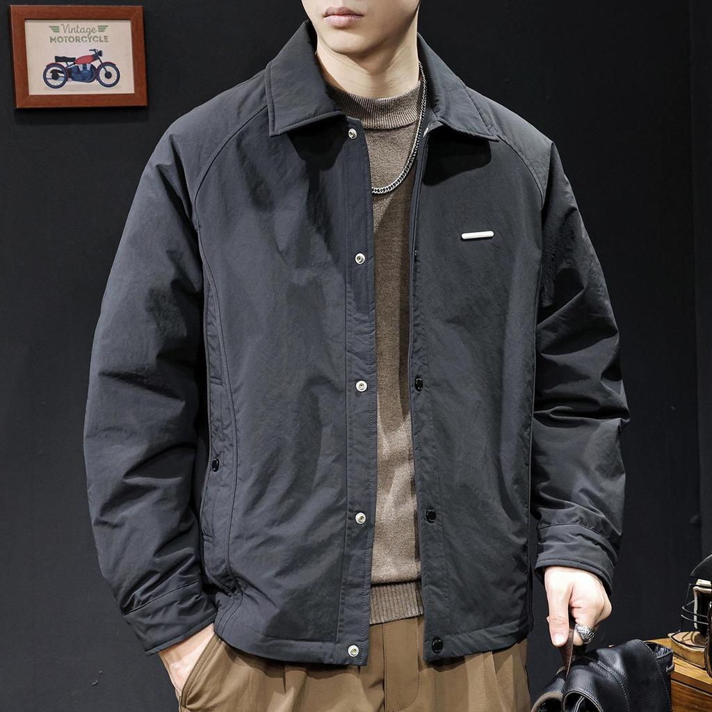 Men's Lightweight Warm Down Jacket - Autumn/Winter 2025: Trendy Versatile Lapel Coat, Plus Size Available