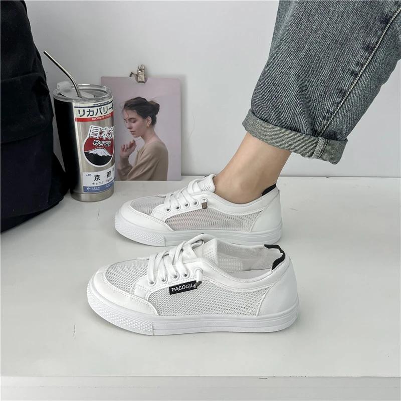 Mode 2024 Neue Mode Damen Vulkanisierte Schuhe Lässig Klassisch Einfarbig PU-Lederschuhe Frau Weiße Schuhe Sneaker