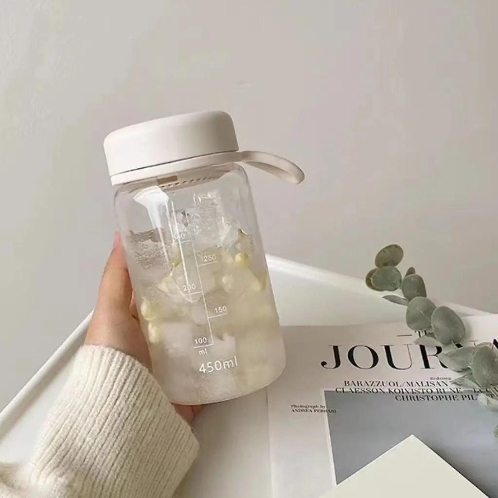 450ml Plastic Water Bottle Leakproof Portable Water Cup Students Simple Bottle Coffee Tea Cup with Tea Infuser Summer Drinkware