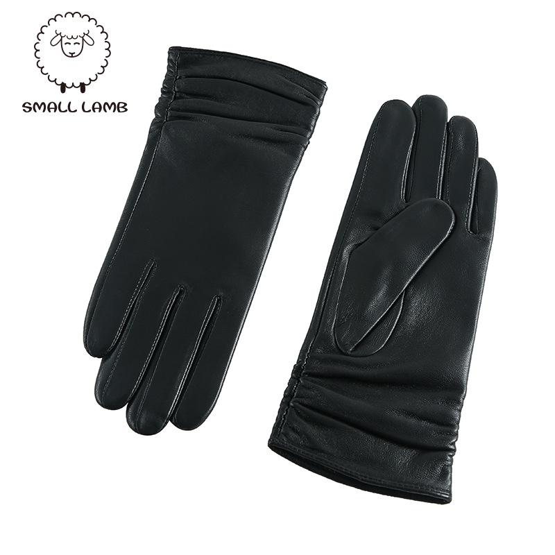 Women's Korean Style Sheepskin Fingerless Motorcycle Gloves - Warm, Thicken Real Leather Winter Wear