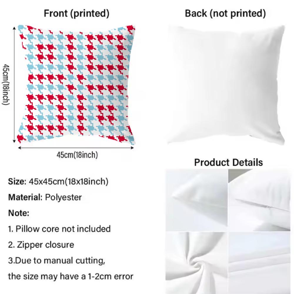 Chic Houndstooth Pattern Style Cushion Cover Premium Comfort Reversible Pillow Cove In One Design For Any Room & Car Interior