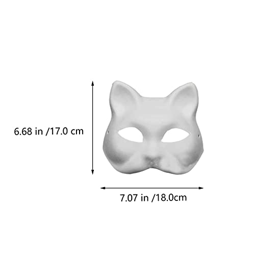 [EXCEART] [ ] DIY Unpainted Fox Masks, Cat Masks, Half Masks, Animal Fox Shape, Paper Pulp, Blank Face, Ball, Costume Party, White, 15 Pieces