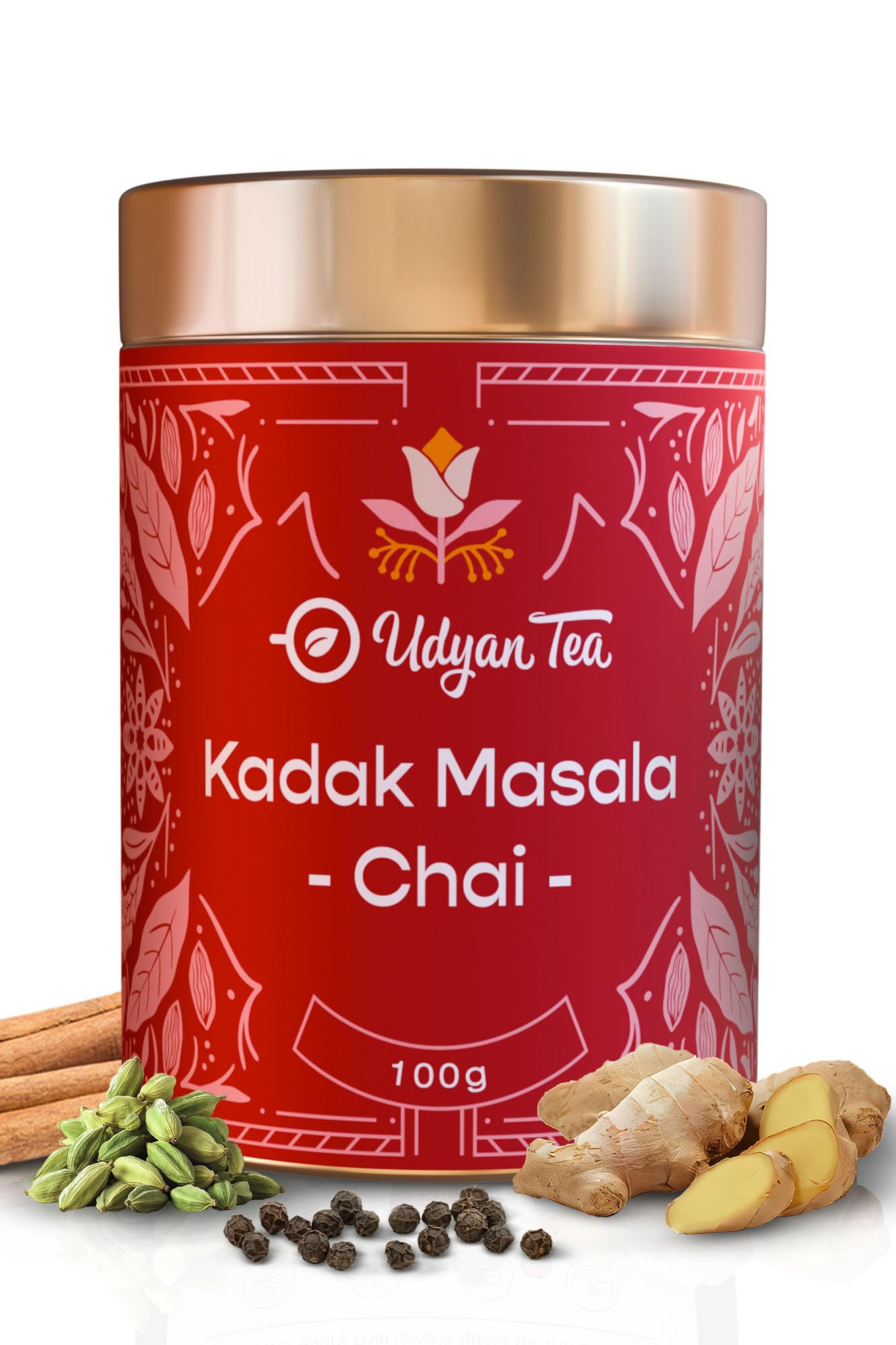 Udyan Tea Kadak Masala Chai | Authentic Indian Masala Chai Latte | Premium Blend with Fresh Tea Leaves & Real Spices, 100g (40 Cups)
