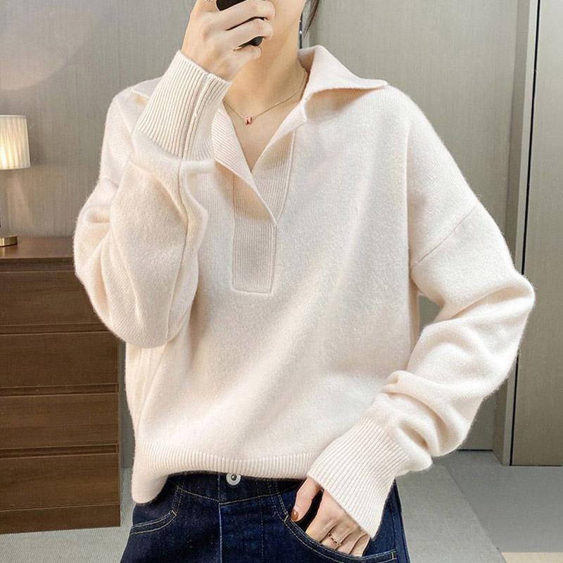 

Светр для жінок Осінь Зима Потовщений Пуловер Теплий В язаний Смугастий Круглий Виріз Базовий Шар Еластичний Довгий Рукав Оверсайз Джемпер Топи 3XL бежевий