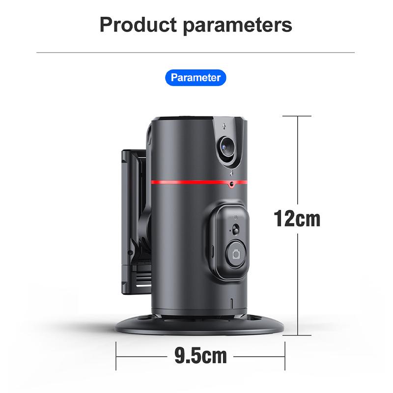

P02 Автоматическая стойка для отслеживания лица, вращающаяся на 360°, держатель для телефона, настольный отслеживающий карданный стабилизатор, штатив для видеоблога в реальном времени чёрный