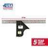 12 Inch Steel Combination Square Adjustable Tool with Bubble Level Accurate Measurement Angles Remodeling Building Projects