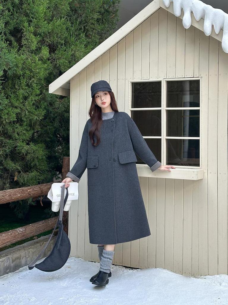 2025 Luxe Double-Sided Cashmere Wool Coat for Autumn/Winter