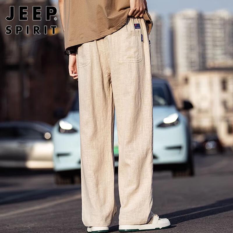 JEEP SPIRIT Men's Linen Blend Casual Pants