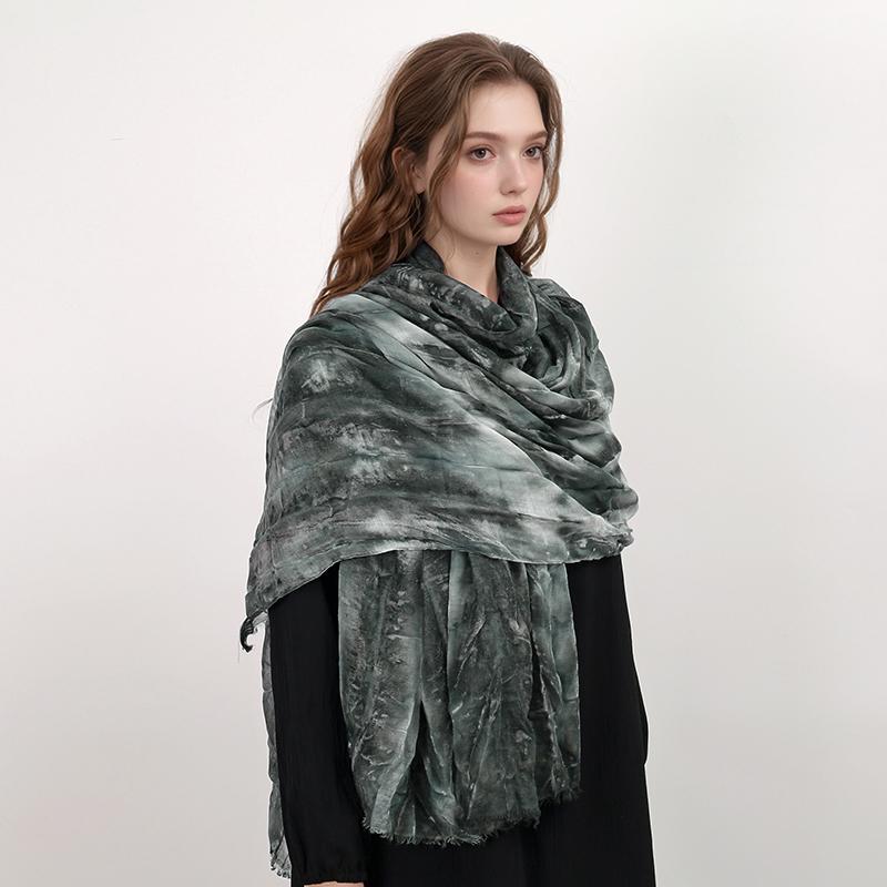 Watercolour Floral Printed Shawl for Women Breathable Light Weight Soft Scarf Cotton Rayon Viscose Woven Muslim Hijab