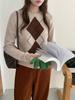 Women's Retro Diamond Pattern Wool Knit Sweater: Autumn/Winter Round Neck, Loose Fit, Slimming, Thickened Top