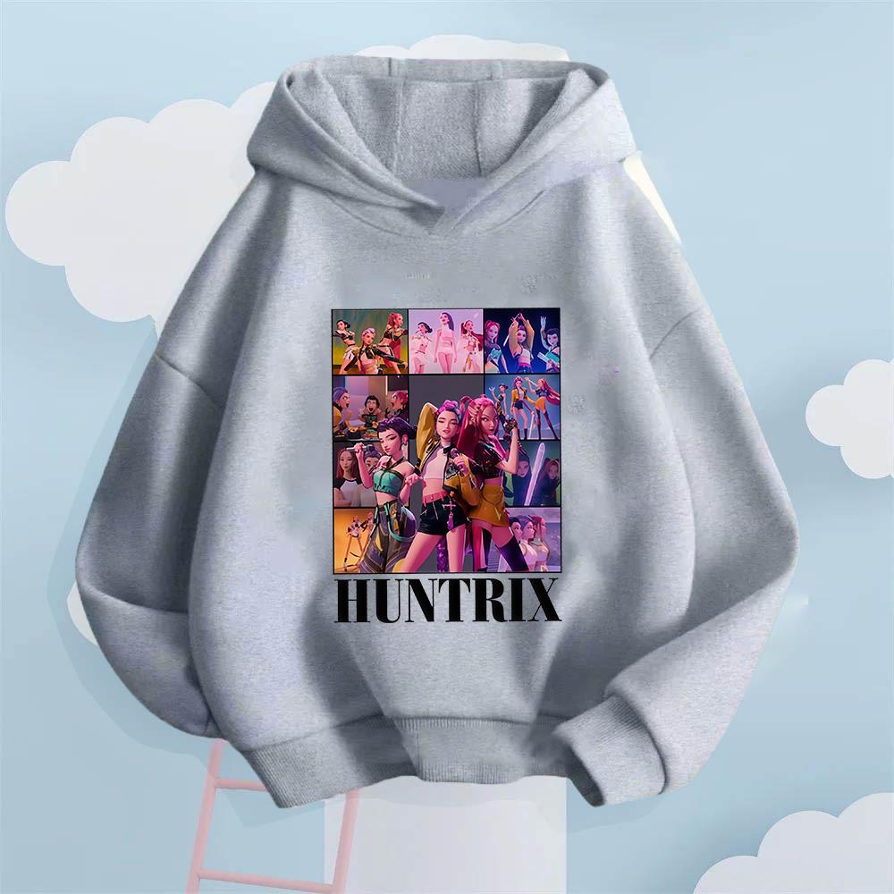 

Детская спортивная одежда Осень/Зима 2025, Повседневный топ для девочек, Спортивная одежда с принтом Kpop Devil Hunter, Худи 100