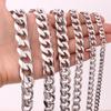 Stainless Steel Cuban Link Chain Silver Color Necklace Bracelet For Men Jewelry 8/10/12/14Mm Width Hip Hop Punk Accessories