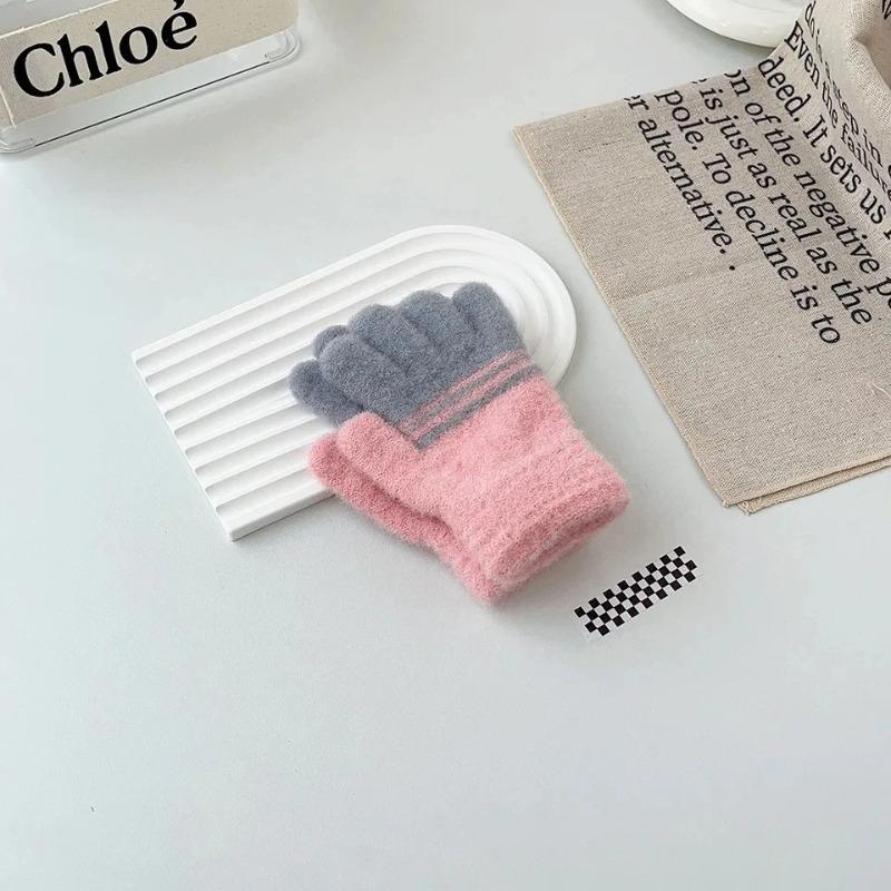 2-6Y Children's Warm Gloves Autumn Winter Cold Proof Thickened for Boys and Girls Kindergarten Children Five Fingers Gloves