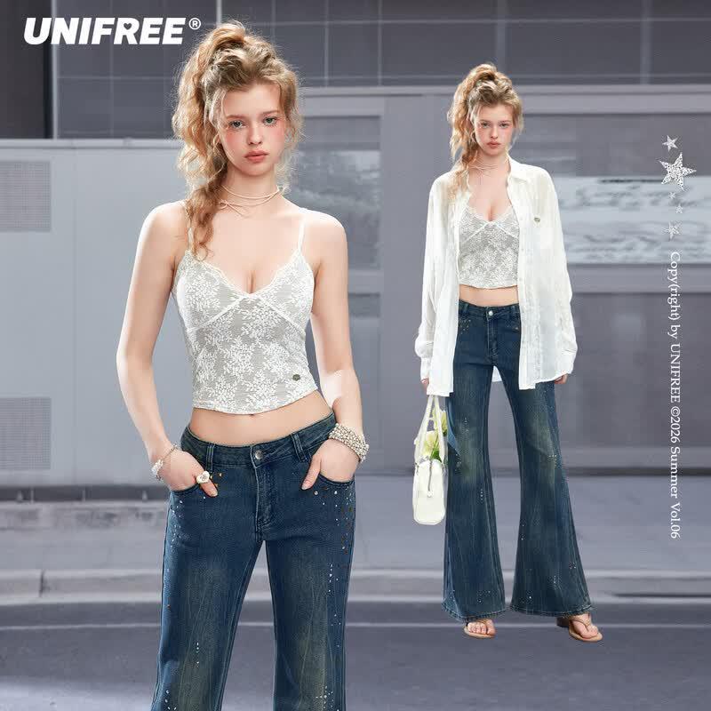 UNIFREE French Style Jacquard Slim Fit Camisole One Size