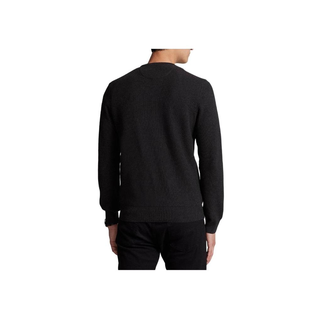 Polo Ralph Lauren FW24 Logo Embroidered Solid Color Crew Neck Long Sleeve Knit Sweater Men sweater Charcoal-Gray 710918163-005