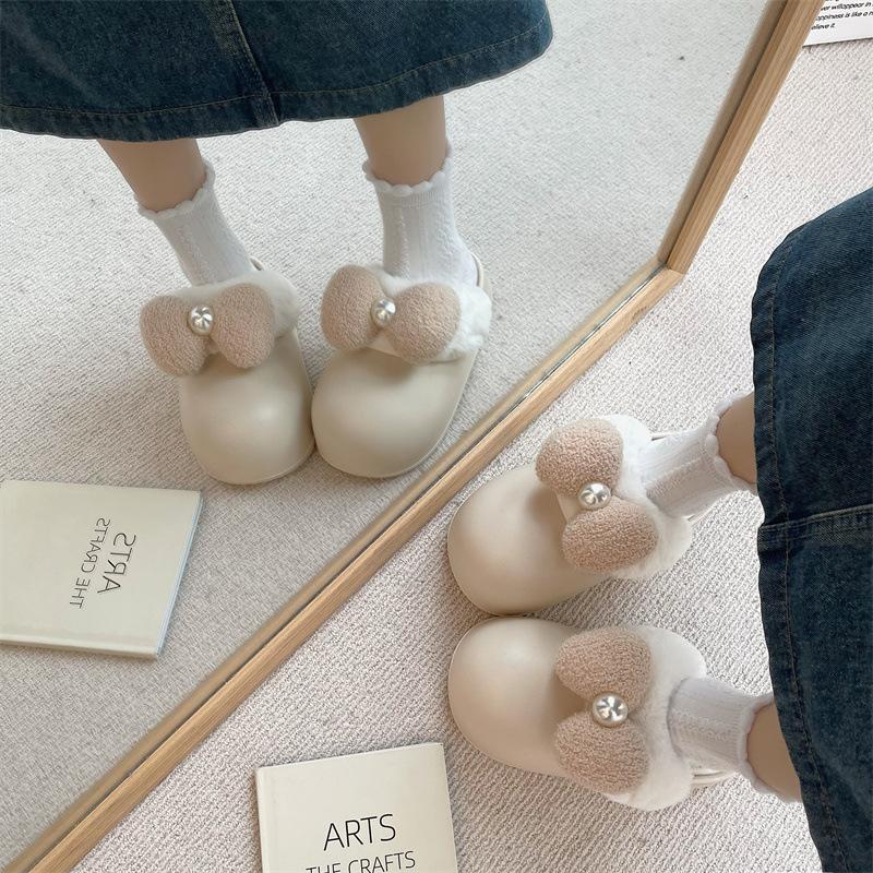 Зимние теплые тапочки с бантом для женщин — фото 5