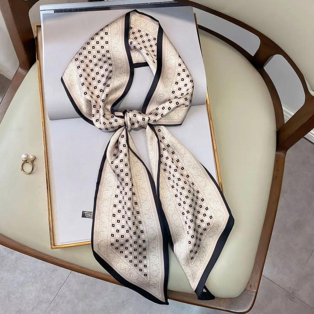 Long Silk Scarf Bag Tie Lady Neck Skinny Scarves Hairband Foulard Horse Print Brand Lady Neckerchief Ribbon  Spring New
