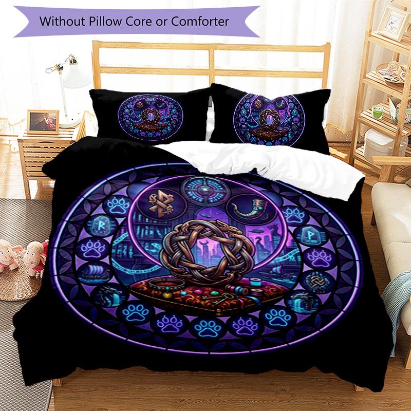 Mystic Symbols Knotwork Pattern Bedding,Quilt Set Quilt Cover Pillowcase Home Birthday Gift (1 * duvet cover + 2 * pillowcase, without core)