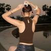 European and American Women's Clothing Summer New Fashion Personalized Neck Sleeveless Metal Ring High Neck Short Sleeve Small Vest