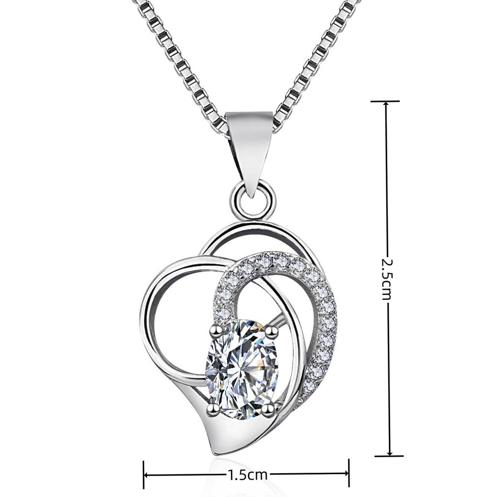 Mingchi Fashion Heart-shaped Blue Topaz Silver Necklace for Women - Simple Korean Clavicle Chain with Natural Crystal Gemstone