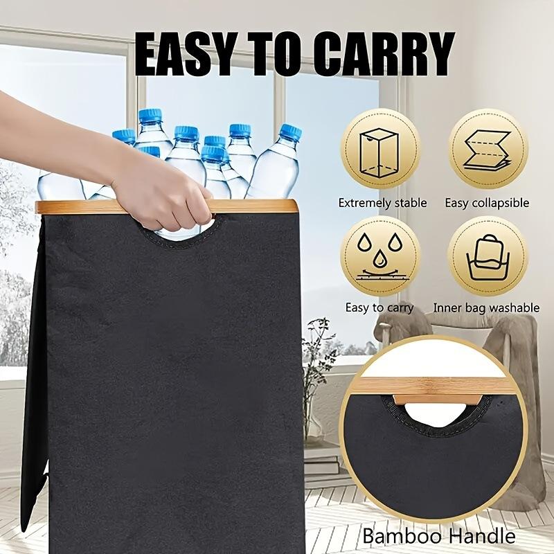 Foldable Fabric Recycling Bin with Lid, Large 140L Storage Box, Double-hole Bottle Holder with Lid, Eco-friendly