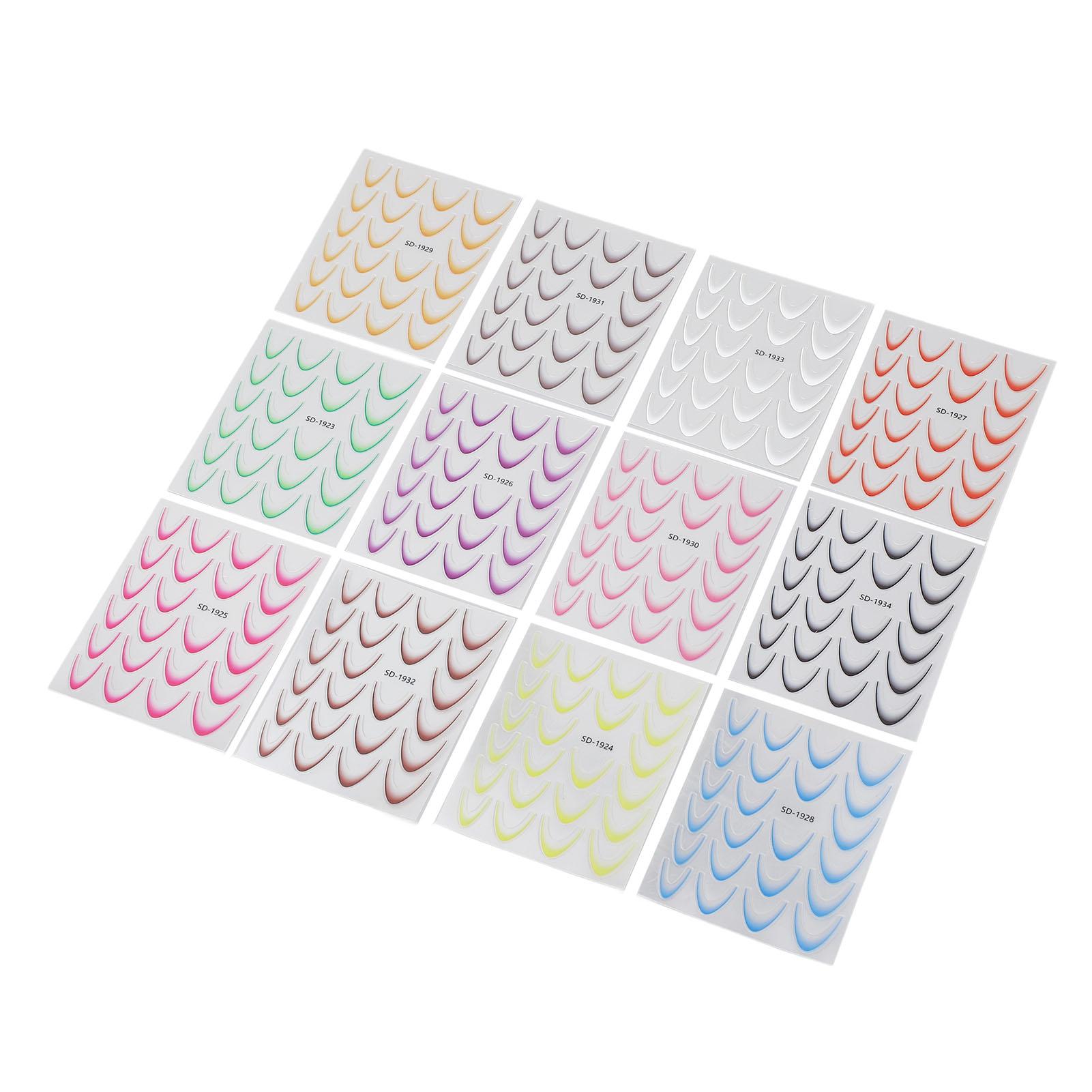 

12 цветов градиентные наклейки для ногтей французская линия французские наклейки для нейл-арта наклейки для кончиков ногтей для