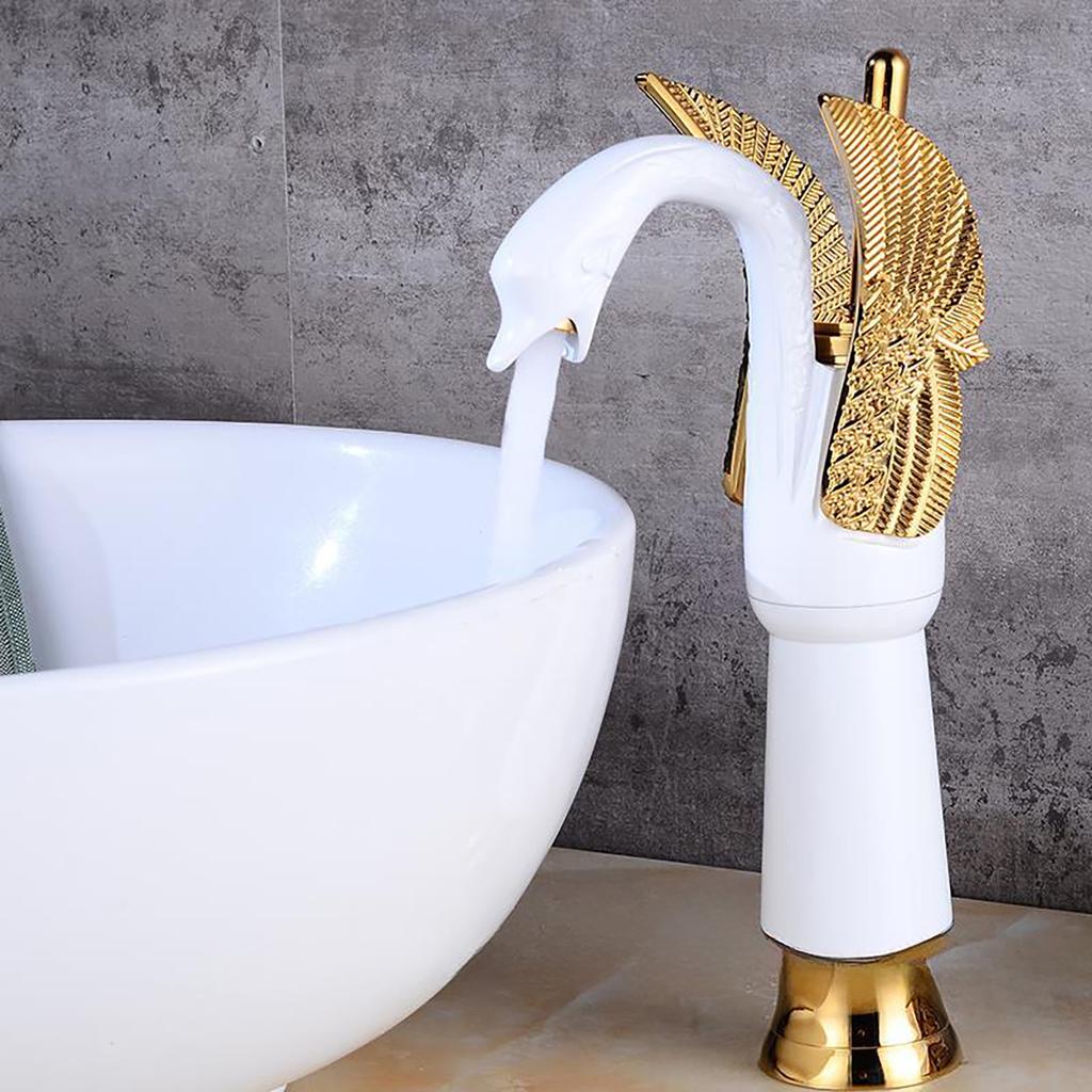 Golden Swan Bathroom Basin Faucet Bathtub Faucet New Design Swan Faucet Copper Gold Faucet Hot and Cold Faucet