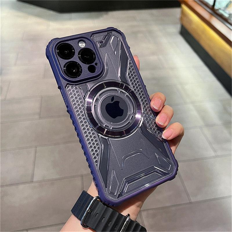 Pare-chocs hybride antichoc pour Magsafe, étui de chargement magnétique sans fil pour iPhone 11 12 13 14 Pro Max Plus, housse de téléphone rigide et transparente