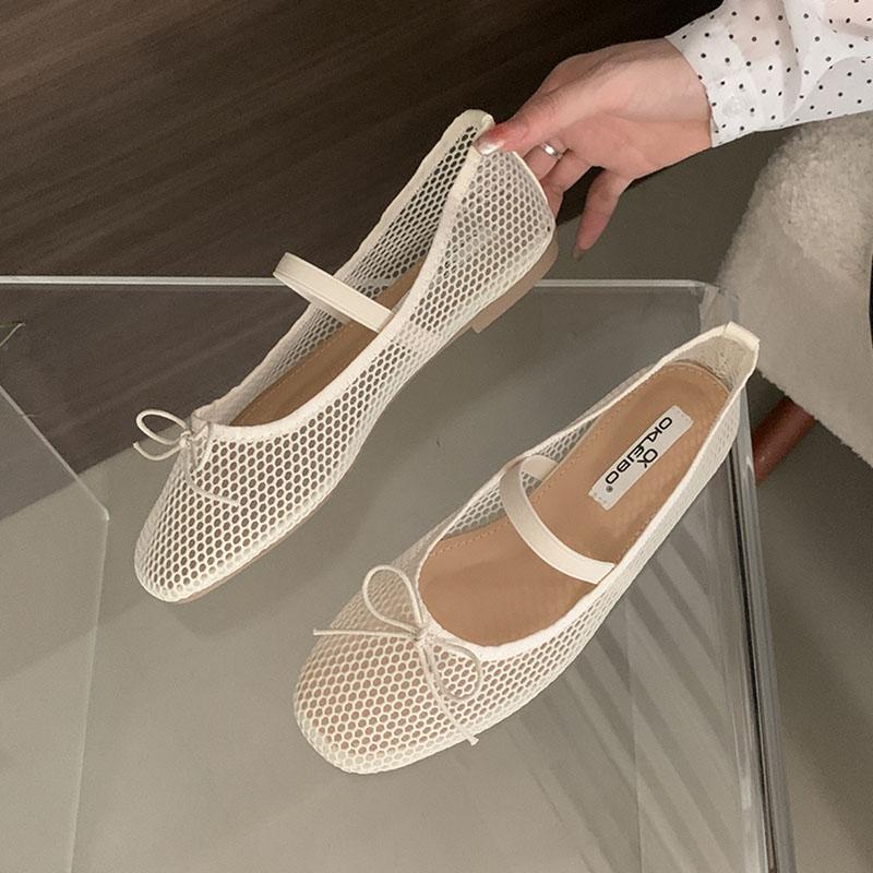 

Мода 2025 Новая Мода Женские Балетки Мэри Джейн с Бантом-Бабочкой Обувь Лолиты Женская Сетчатая Дышащая Обувь Женские Балетки С Обувью 35