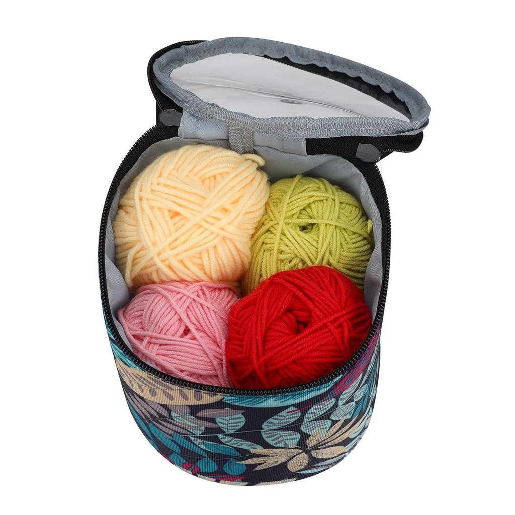 Printed Yarn Storage Tube with Lid - Portable Dustproof Bag for Handmade Knitting Tools