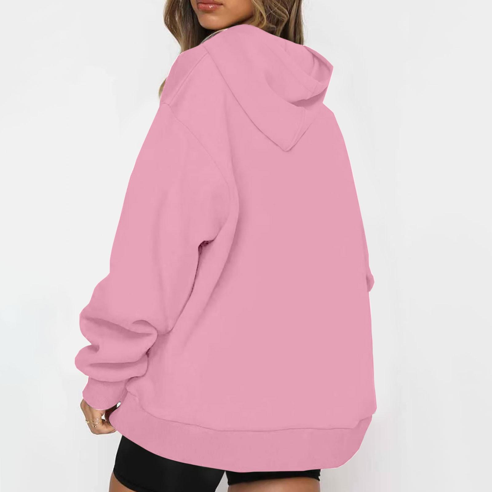 Женская повседневная модная однотонная толстовка с капюшоном и длинным рукавом на молнии Топ S розовый