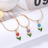 Fashion Tulips Flower Pendant Necklace Simple Y2K Choker Neck Chain Sweet Elegant Clavicle Chain Necklace Jewelry