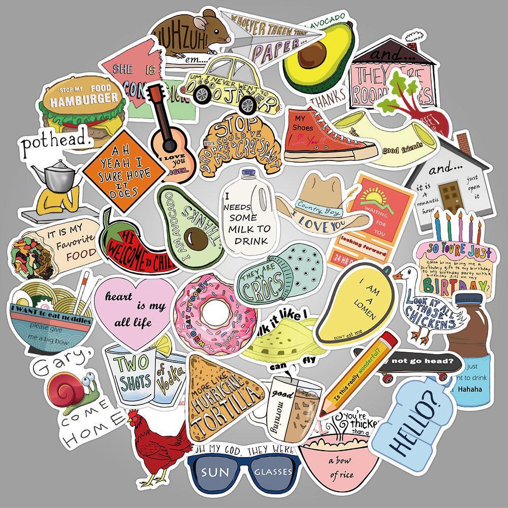 50 Purple Cartoon Graffiti Stickers for Suitcase, Water Bottle, Skateboard, Refrigerator - Waterproof and Mixable Decals