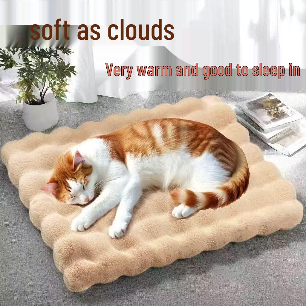 Plush Warm Cat & Dog Blanket - Thick Fur Mat for Autumn/Winter, Cozy Bed & Small Quilt for Sleeping