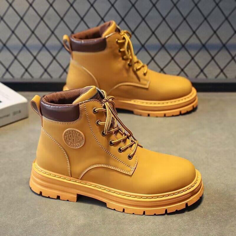 Spring new breathable high-top Martin boots men's British retro tooling shoes boots platform short boots casual shoes