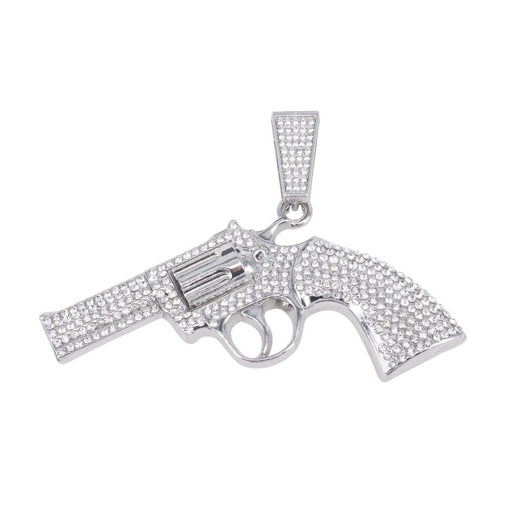 Pistola Gioiello Temu Ciondolo in Lega Strass, Personalizzato da Uomo Esagerato Rap Trendsetter Stile Hip Hop Ciondolo