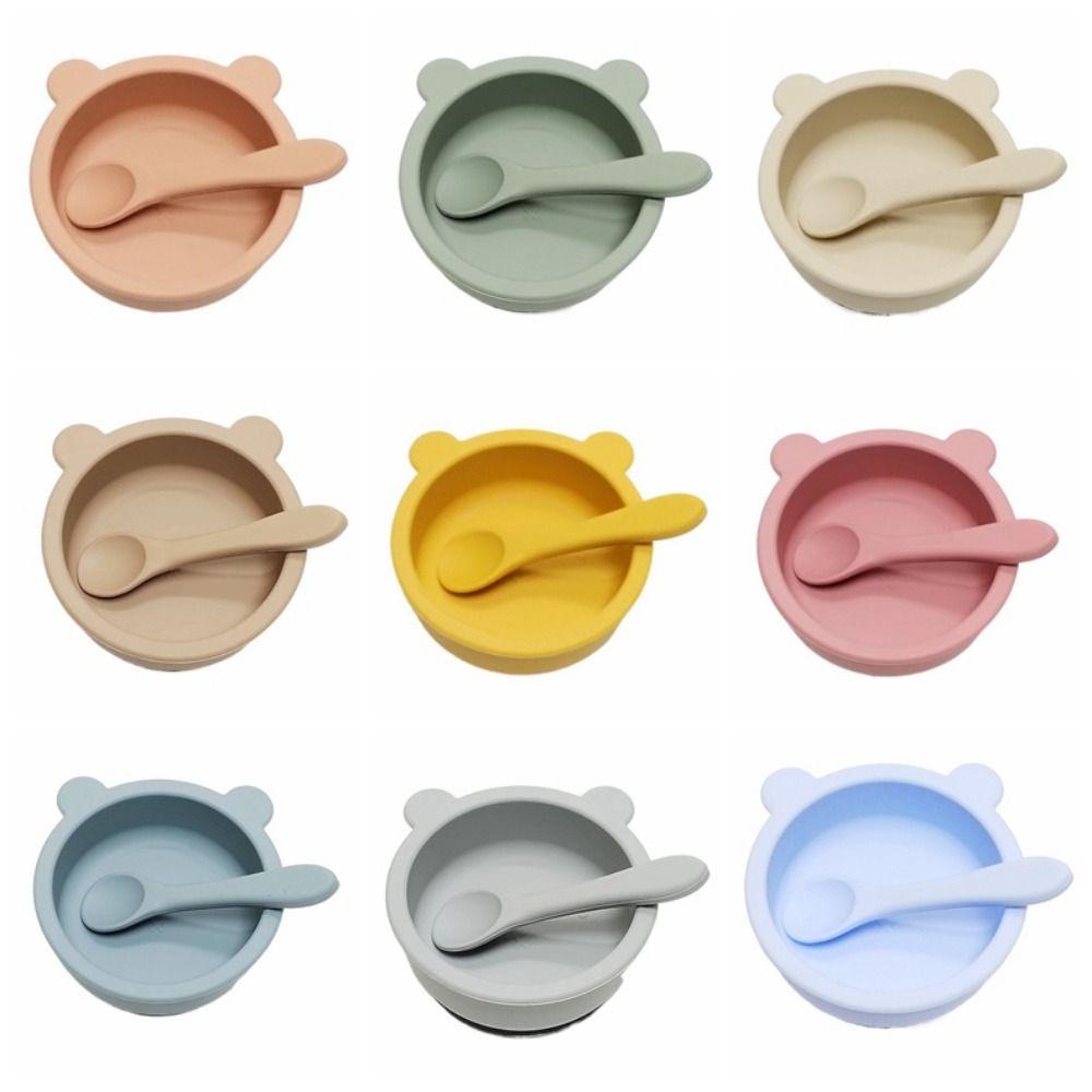 Flexible Feeding Tableware Waterproof Feeding Bowl Set Silicone Suction Bowls  Learning To Eat