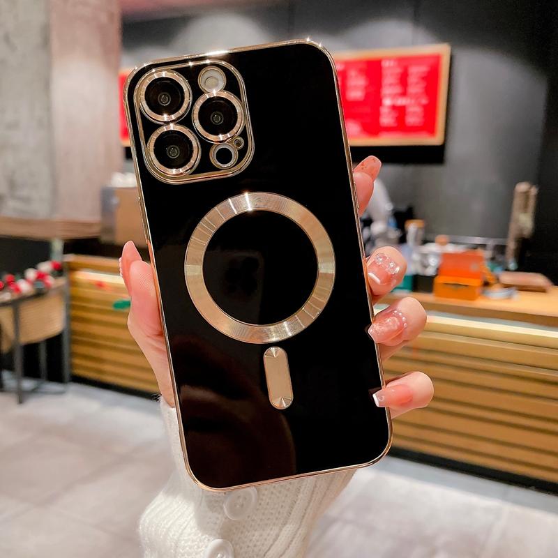 Luxus Magsafe Wireless Charge Telefonhülle für iPhone 15 14 13 12 11 Pro Max Plus Magnetische Galvanik Stoßstange Silikonhülle