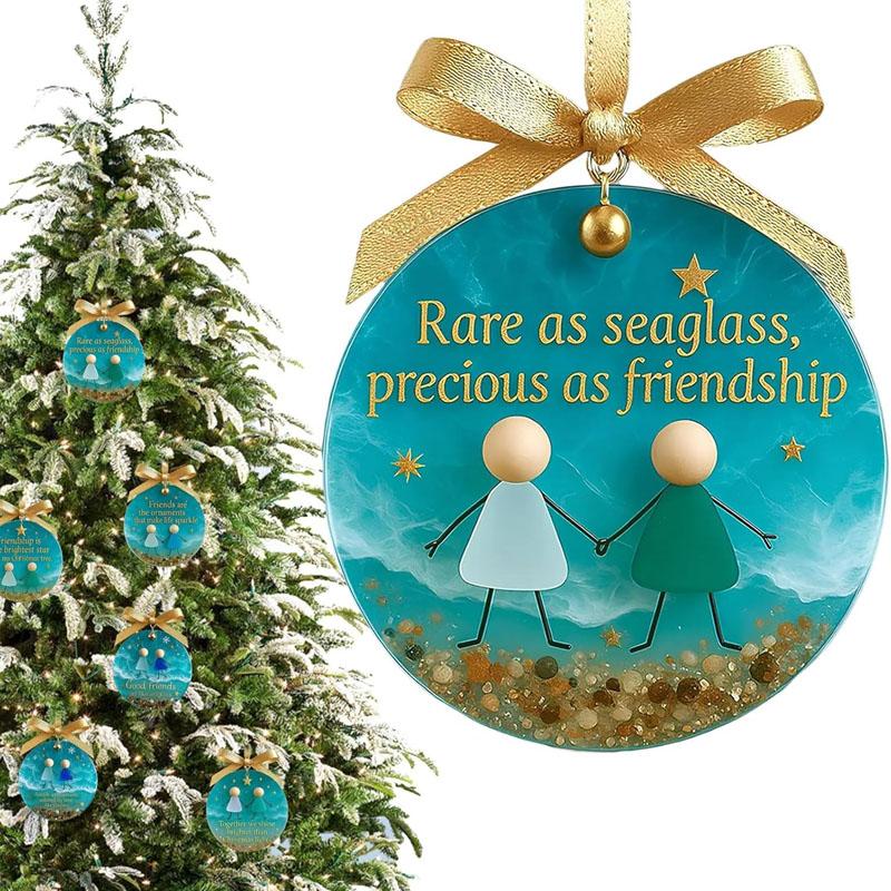 1/2Pcs Sea Glass Friendship Keepsake Decor, Sea Glass Friendship Hanging Ornaments for Tree Decorations, Timeless Friendships Gifts for Best Friends