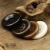 Off-White Wide-Brimmed Sweater Suit with Black Coat and Resin Buttons - High-End Autumn/Winter Windbreaker with Coffee-Colored Buttons