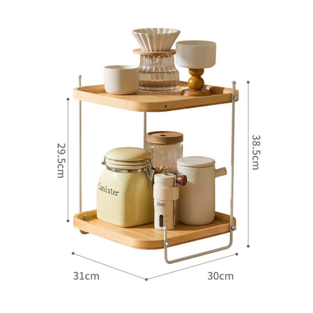 Durable Wooden Kitchen Shelf Multi-layer Seasoning Storage Corner Storage Rack Countertop Organizer Countertop Placement