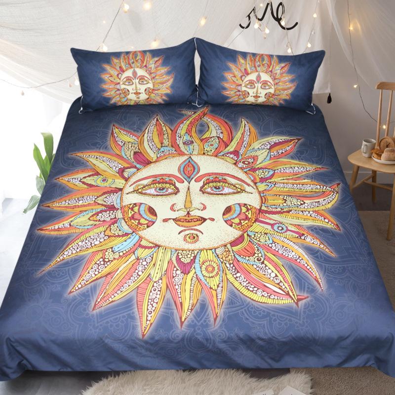 Boho Cosmic Soft Duvet Cover Set Quen Sized Dimensions Bohemian Beding Premium Golden Sun Warm Comforter Cover featuring Pilow Shams Celestial Ultra