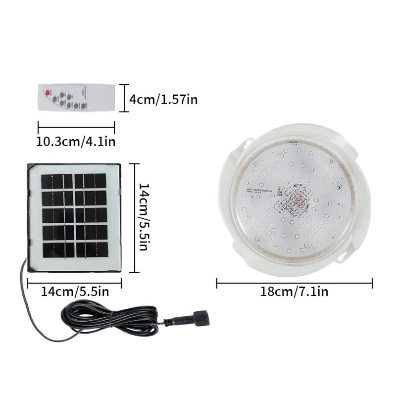 1pc Solar Powered LED Roof Light with Remote Control Ceiling Light for Indoor Household Office Outdoor Garden Corridor Lamp