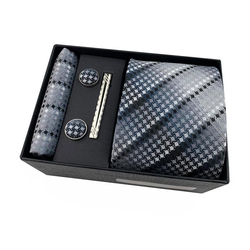 Paisley Men'S Tie Square Cuff Tie Clip Gift Box Set Business Casual Tie Black Gift Box