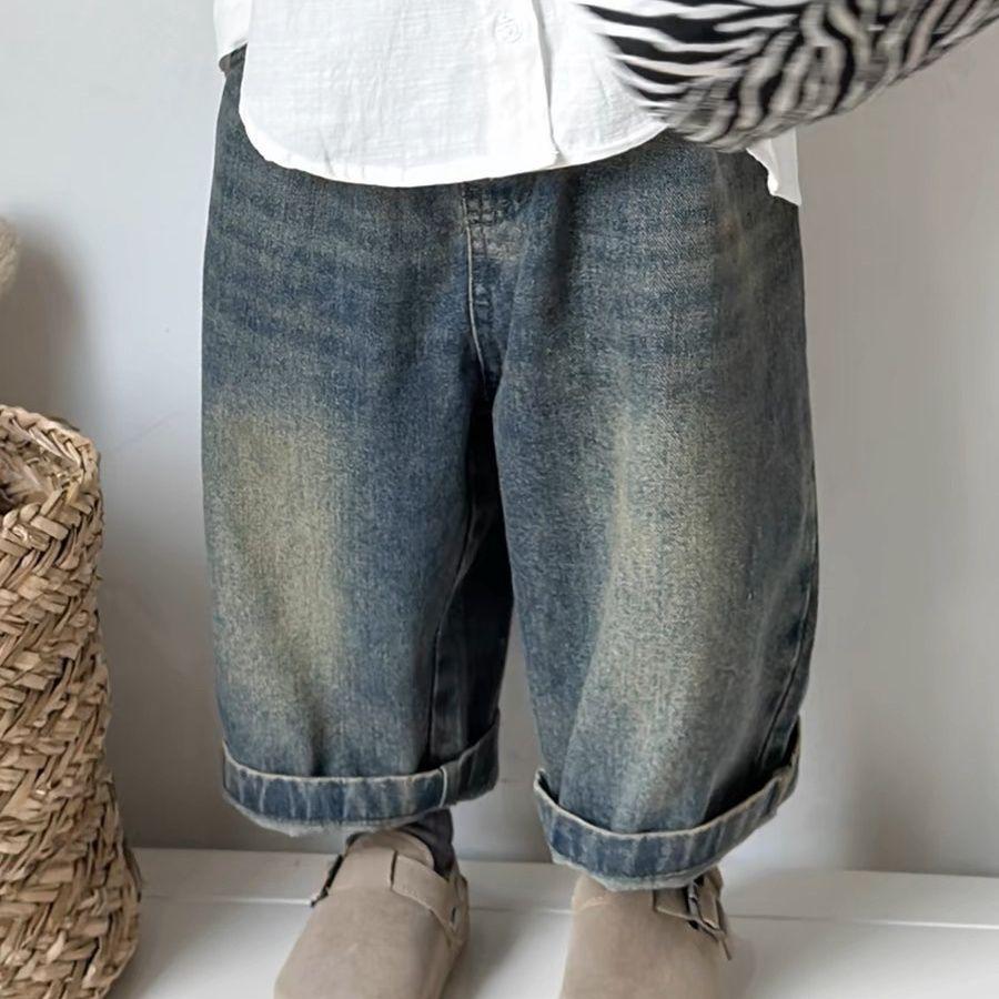 2025 Spring & Autumn Kids' Wide-Leg Pants: Stylish American & Korean Jeans for Boys & Girls
