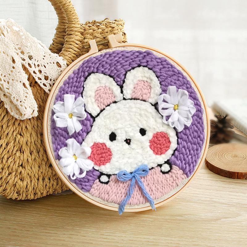 Russian Punch Needle DIY Kit: Handmade Wool Base for Fun Embroidery Projects