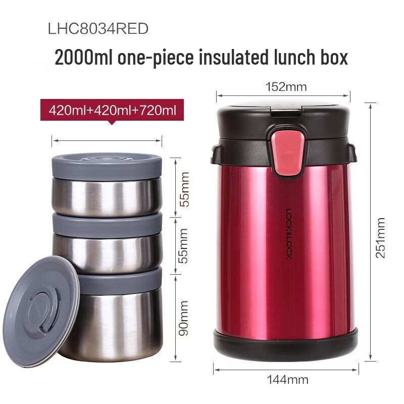 

LOCK&LOCK 3-Layer Portable Insulated Stainless Steel Lunch Box