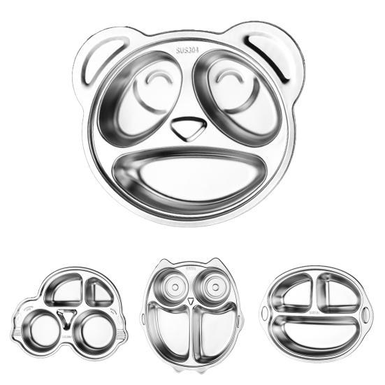 Dinner Plate Eco-friendly Rust-proof Stainless Steel Separate Baby Food Plate for Home