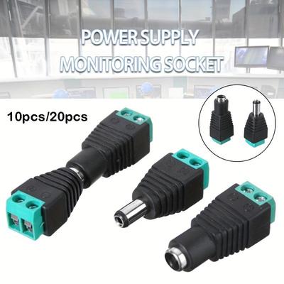10/20 Stück Stecker+Buchse 2,1x5,5mm DC-Strombuchse Stecker Adapter Anschluss für CCTV-Kamera