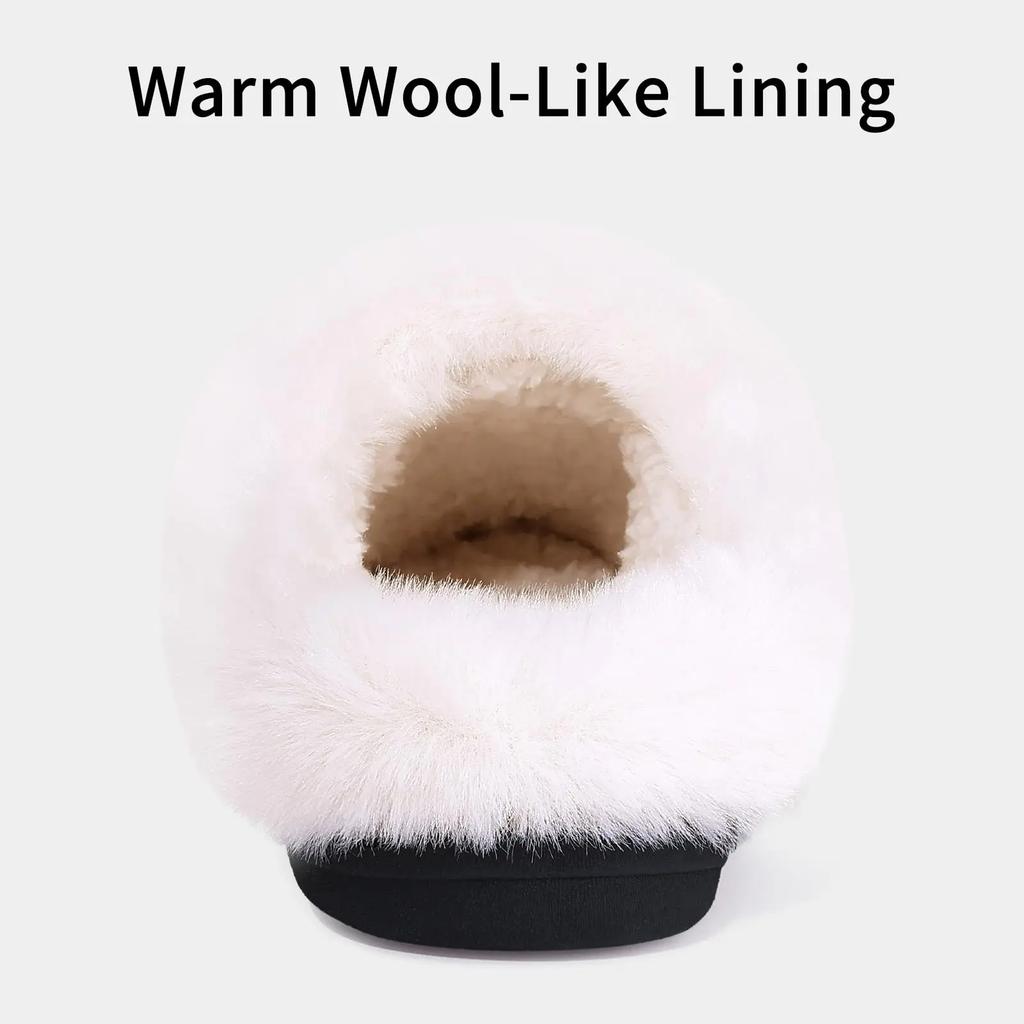 Fashion Crestar Women's Fuzzy House Slippers Winter Warm Comfy Wool-Like Lined Chenille Slippers Indoor Cozy Memory Foam Cotton Shoes